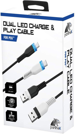 HW PS5 CHARGE&PLAY LED CABLEDOPPIO (SOFT CABLE) PANTHEK