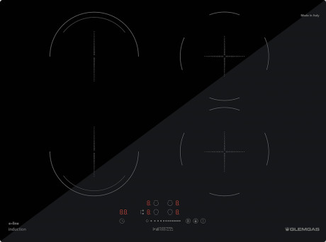 GLEM GAS GTI741BSL  PIANO INDUZ 70CM 4Z BOOSTER BRIDGE F