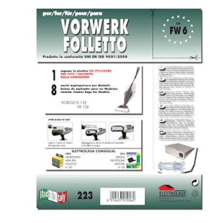 ELETTROCASA FW6TNT  SACCHETTI FOLLETTO TNT CF8