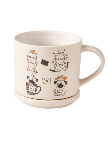 BRANDANI 52287 MUG GATTI SET 2 PZ NEW BONE CHINA