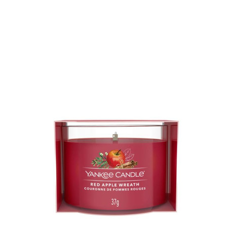 YANKEE S RED APPLE WREATH  FILLED VOTIVE 1701450E