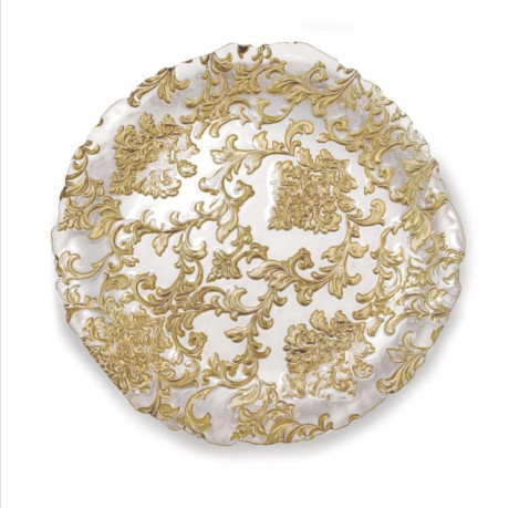 BRANDANI 51020 PIATTO DAMASCVO GOLD CM 32 VETRO