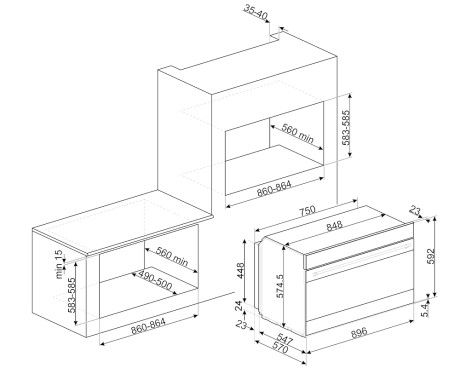 SMEG SF9390X1  FORNO INC.90CM MULTI9 115LT A+