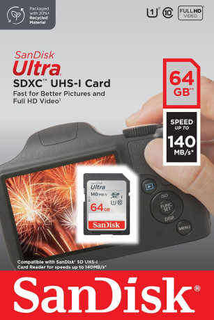 SANDISK SDSDUNB-064G-GN6INCARD SD ULTRA 64GB XC FOTO