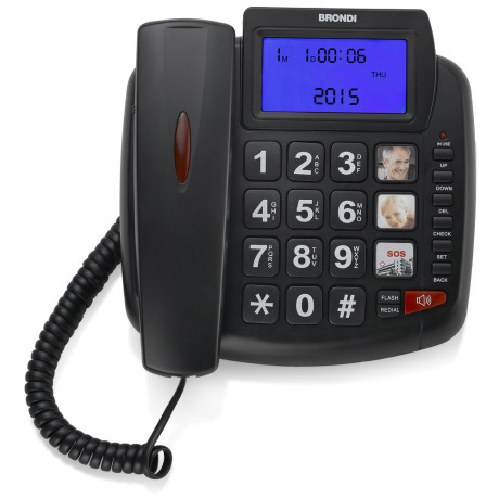 BRONDI BRAVO90LCDNERO  TELEFONO TAVOLO TASTI GRANDI NERO