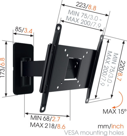 VOGELS' MA2030  SUPPORTO PER TV ORIENTABILE NERO
