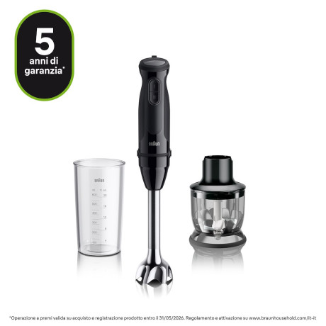 BRAUN MQ30201MBK  MIXER 900W 0,6L 2VEL CAMPANA INOX NERO