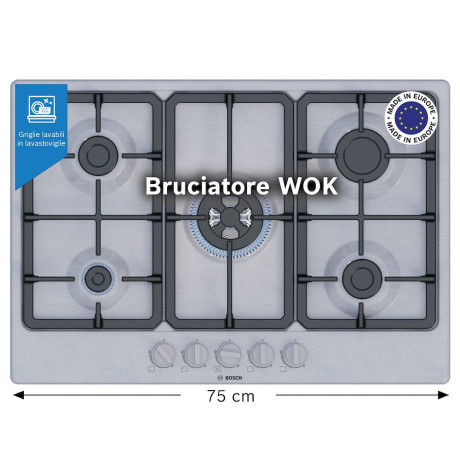 BOSCH PGQ7B5K90  PIANO COT 75CM 4F+1TC INOX GHISA