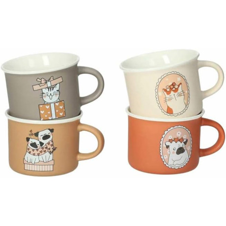 BRANDANI 52408  SET4 TZ.CAFFE'CANI E GATTI NEW BONE CHIN