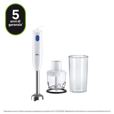 BRAUN MQ10.201MWH  MIXER ADIMMERSIONE 450W CON TRITATUT