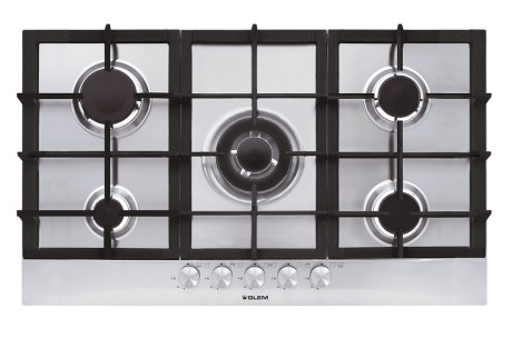 GLEM-GAS GT955HIX  PIANO COTTURA 90CM 4F+1TC INOX FRONT.
