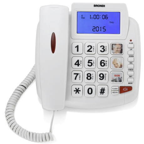 Immagine BRONDI BRAVO90LCDBIANCO  TELEFONO TAVOLO TASTI GRANDI BI
