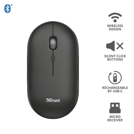 TRUST 24059  PUCK WRL RCHRGABLE MOUSE BLK